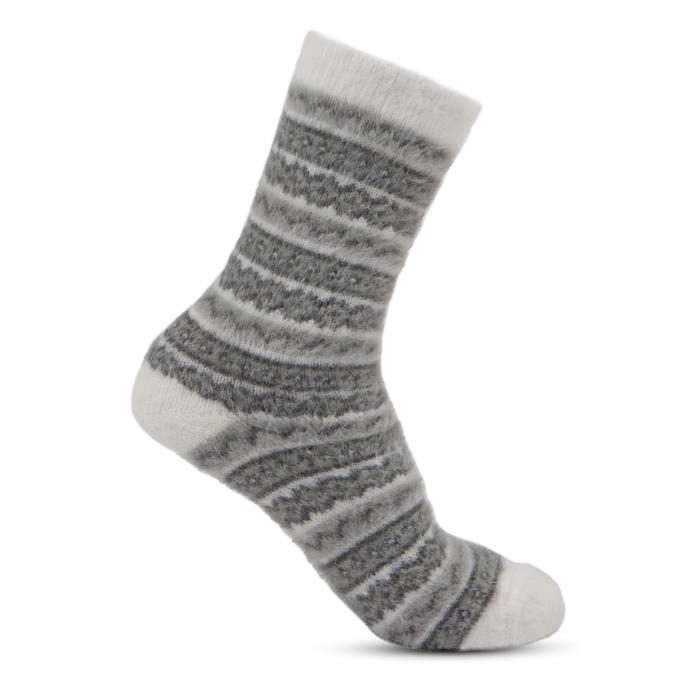 totes Ladies Fair Isle Chenille Bed Socks (Twin Pack) Grey Extra Image 4